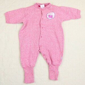 Vintage Baby Romper Size 6-9 Month Infant Jumper Outfit Cozy Cuff Bear Patch